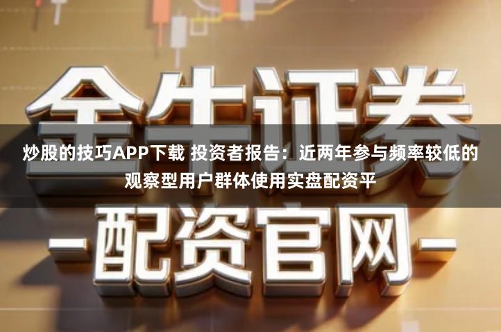 炒股的技巧APP下载 投资者报告：近两年参与频率较低的观察型用户群体使用实盘配资平